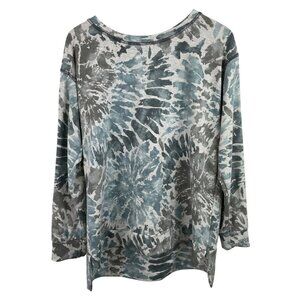 Sew in Love Womens Size Medium Blue/Gray Floral Long Sleeve Sweatshirt